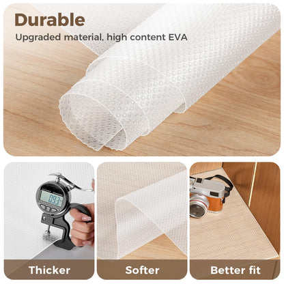 ALIUNI 100% EVA Shelf Liner for Kitchen Cabinet, 12" x 240" Drawer Liners Non Adhesive Non Slip Waterproof Plastic Paper, Dresser Pantry Bathroom Refrigerator Protector, Clear