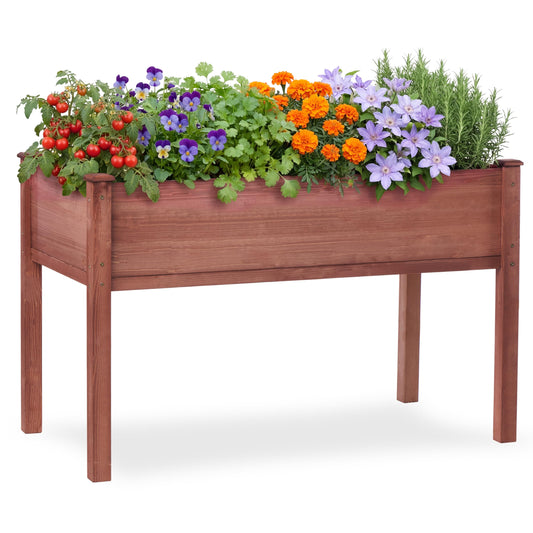 Raised Garden Bed with Legs, 48x24x30'', Outdoor Wood Elevated Planter Box, Thick Legs, w/Liner