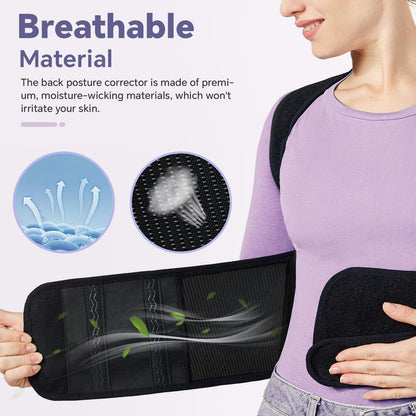 Back Brace for Women and Men Posture Corrector with Adjustable Lumbar Support - Shoulder Upper Lower Back Pain Relief for Hunchback Scoliosis Sciatica - Breathable Design (31.5’’-35.5’’)