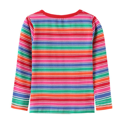 Little Boys Rainbow Striped Shirts Cotton Long Sleeve T-Shirts for Boys O-Neck Tops 3T