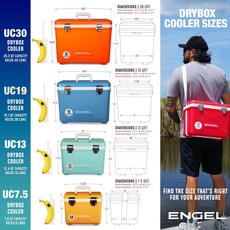 Engel UC19 19qt Leak-Proof, Air Tight, Drybox Cooler and Small Hard Shell Lunchbox for Men and Women in White
