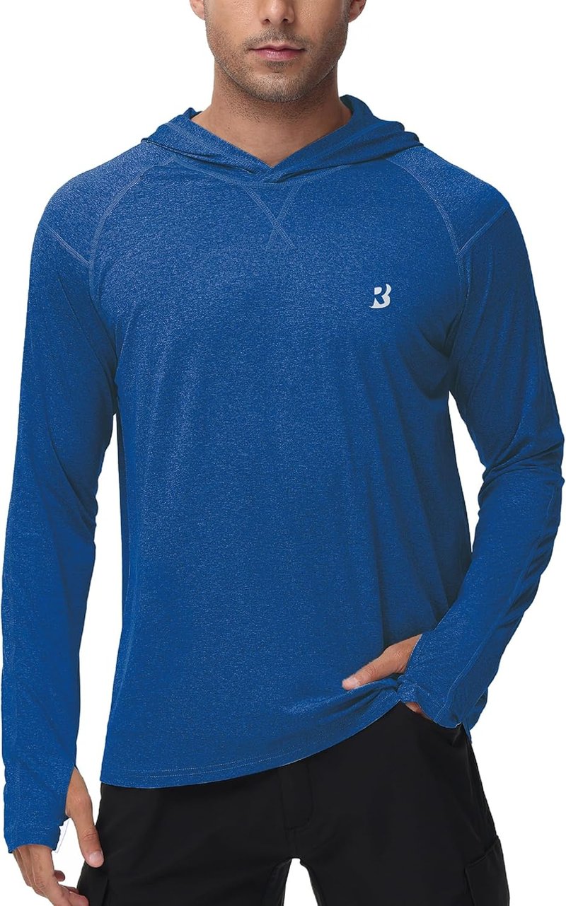 UPF 50+ Fishing Shirt for Men - Long Sleeve UV Sun Hoodie for Hiking, Running & Athletic Workouts | Lightweight & Breathable