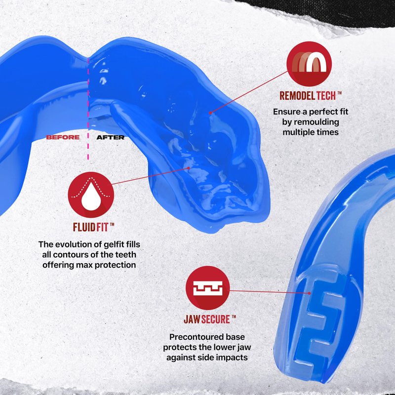 SAFEJAWZ Mouth Guard, Elements Dual Layer Mouthguard for Adults with Case, Easy Fit Remoldable Mouthpiece for Football, Boxing, Lacrosse, Basketball & All Contact Sports (Adult 12+ Years, Ice Blue)