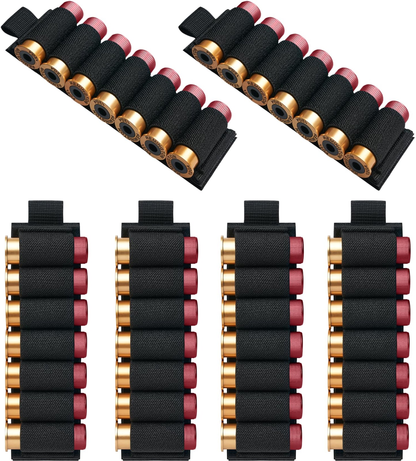 Dragonjie 6 Packs 7 Rounds Shell Card Holder Cartridge Pouches | 12/20 Ga Side Saddle Shell Carrier for Rifle Shotgun Cartridge | with Molle Utility Pouch Hook and Loop