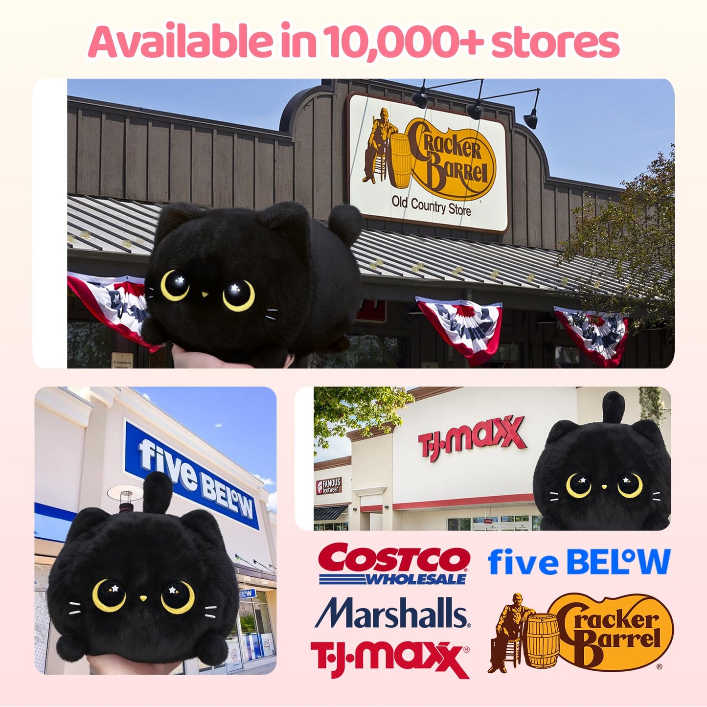 Mewaii 8'' Soft Black Cat Plush Pillow – Adorable Cuddle Plush Toy, Squishy Stuffed Animal for Kids, Adults, and Plushie Lovers, Perfect for Hugging and Relaxing