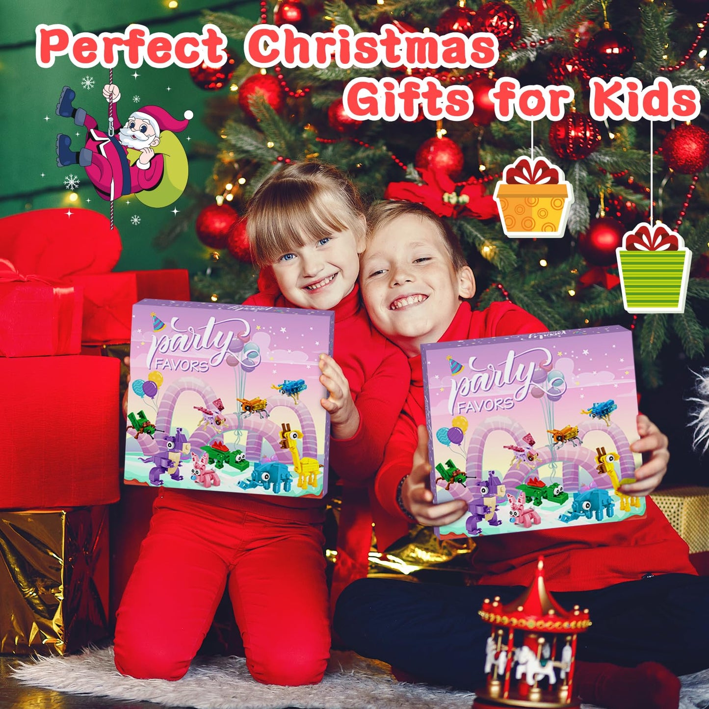 Ciesa Christmas Party Favors for Kids, 24 Packs Animal Insect Building Blocks Goodie Bag Stuffers Classroom Prizes, Birthday Party Favors Stocking Stuffers Christmas Valentines Day Gifts for Kids