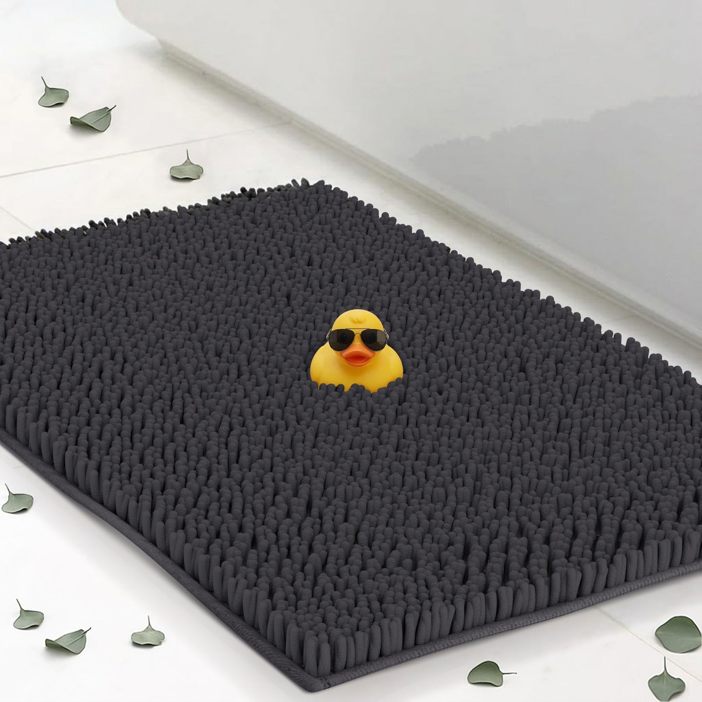 Chenille Bath Mats 22"x14", Plush Absorbent Bath Mats Quick Dry, Soft & Machine Washable, Non Slip Carpet for Bathroom, Thick Bathroom Rugs, Shower Restroom Rug Mat, Alfombras De Bano, Bathrugs