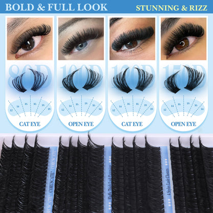 CORUSCATE Cluster Lashes Kit Long 14-20mm Eyelashes Individual Kit 80D-150D Thick Lashes Individual Cluster Russian Strip Lash D Curl DIY Lash Extension 284pcs with Lash Bond and Seal Tweezers