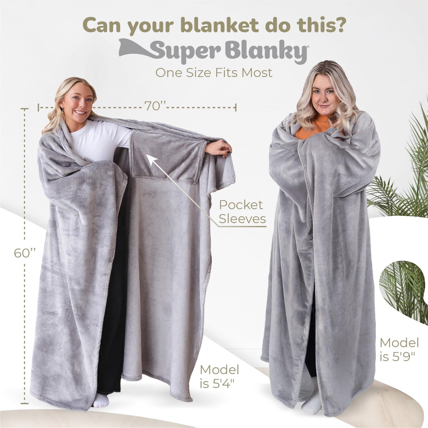 Super Blanky Wearable Blankets for Women, Adult Wearable Blanket Men, Valentine's Day Gifts for Her, Comfy Girlfriend Gift Top Christmas Gifts for Women, Wife Birthday Gift Ideas, Light Gray Blanket
