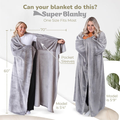 Super Blanky Wearable Blankets for Women, Adult Wearable Blanket Men, Valentine's Day Gifts for Her, Comfy Girlfriend Gift Top Christmas Gifts for Women, Wife Birthday Gift Ideas, Light Gray Blanket