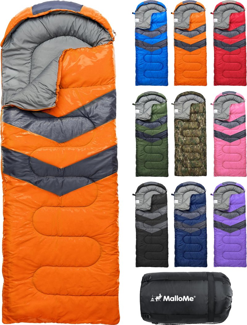 MalloMe Sleeping Bags for Adults Cold Weather & Warm - Backpacking Camping Sleeping Bag for Kids, Girls, Boys - Lightweight Camping Essentials Gear Accessories Hiking Sleep Must Haves Single & Double