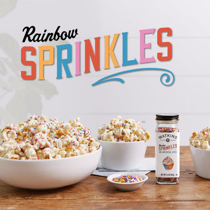 Watkins Rainbow Decorating Sprinkles, No Artificial Dyes, Kosher, 3.4 Ounce Jar, 1-Pack