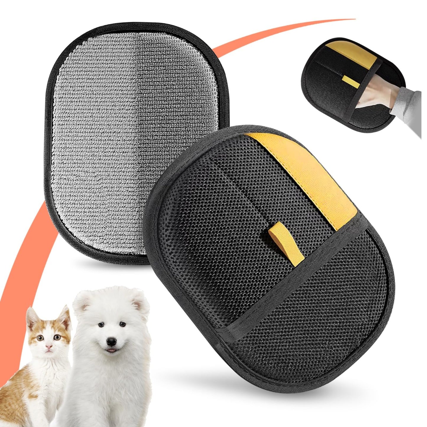 Jioroos Pet Hair Remover Gloves for Cats & Dogs, Electrostatic Pet Hair Removal Gloves Brush for Pets Hair, Upgraded Animal Fur Removal Tool, Reusable Cats & Dogs Grooming Gloves for Hair Removal (1)