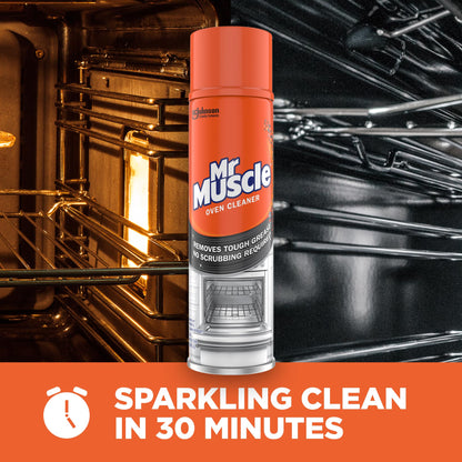 Mr Muscle Oven Cleaner, Heavy Duty Oven Cleaner & Degreaser for Burnt Grease & Food Spills, No-Scrub Formula for Quick Kitchen Cleaning, Fast-Acting Clean in Just 30 Minutes, Pack of 6 (6 x 300ml)