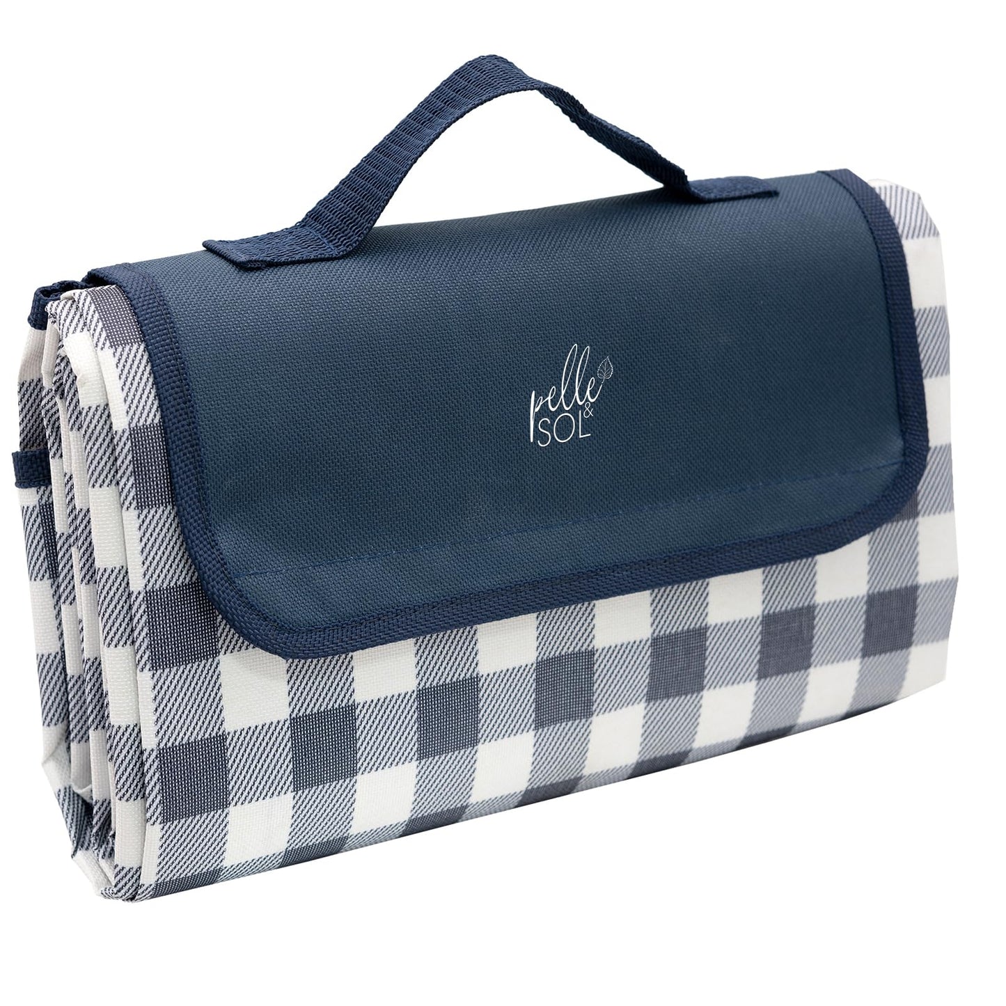 Pelle & Sol Picnic Blanket Waterproof, 200x140CM Foldable Picnic Mat - Outdoor Beach Blanket - Slip Resistant w/Carrying Handle - Sandproof & Washable Beach Mat for Garden, Hiking, Camping