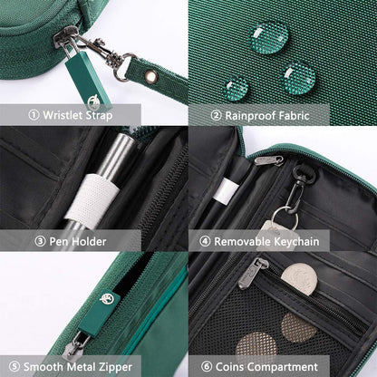 VanFn Travel Wallet Family Passport Holder RFID Blocking Travel Document Organiser Waterproof Holiday Passport Case Men Women for ID Card, Credit Cards, Flight Tickets, Money, Coins (Green)