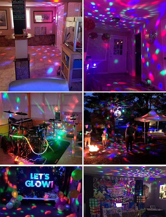 Luditek 3-Pack Disco Ball Party Lights, Sound Activated Battery Operated/USB Strobe Light w/Remote for Parties Karaoke Dancing Christmas Halloween Party Decorations Supplies for Home Room Indoor