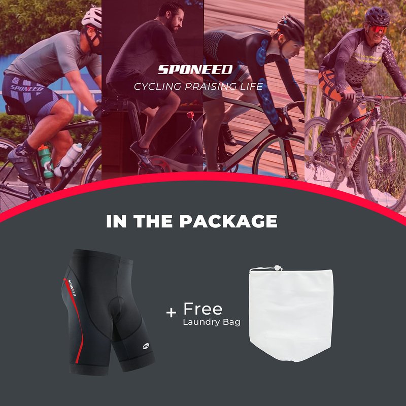 Bicycle Shorts for Men Padded Compression Bike Underwear with Padding Cyclist Gear US L Red