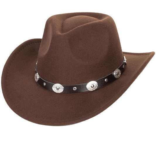 IZUS Western Outback Felt Cowboy Hat for Women Cowgirls-Fedora Rodeo-Hat 22"-22.75" fit for Medium