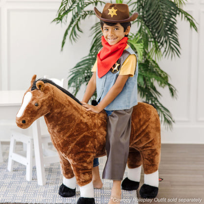 Melissa & Doug Cowboy Role Play Costume Set (5 pcs) - Includes Faux Leather Chaps - Cowboy Dress-Up Role Play Costume with Vest for Boys and Girls