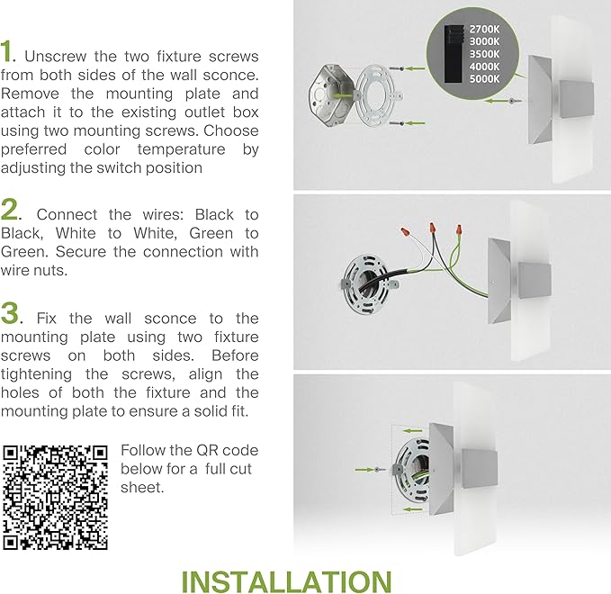 ASD 14 Inch LED Indoor Wall Sconce - Modern Interior 24W 120V 2700K-5000K Adjustable Dimmable Wall Mounted Light Fixtures, Acrylic Glass Wall Lights for Stairway, Hallway - ETL, Brushed Nickel 2 Pack