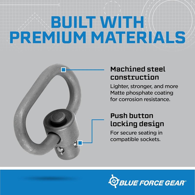 Push Button Sling Swivel - Durable Machined Steel Attachment Hardware for Rifles | Blue