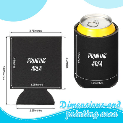 CHENGU 80 Pieces Can Coolers Soft Insulated Soda Cover Coolies Blank Can Covers Collapsible Can Cooler Sleeves Plain Can Sleeves for Soda Beverage DIY Customizable Weddings Party(Black)