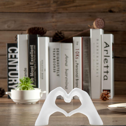 Small Heart Hands Sculpture Decor for Living Room Bedroom Bookshelf Coffe Table and Office Display, Love Finger Statue Modern Aesthetic Home Decor, Unique Gift for Wedding Christmas Birthday (Gold)