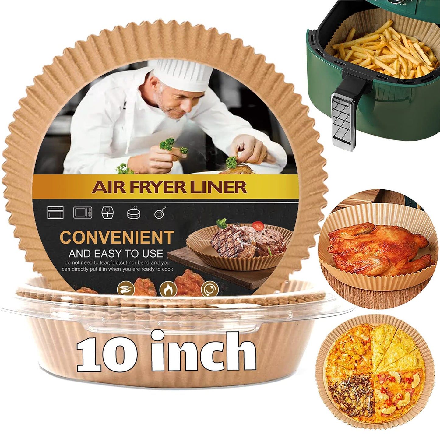 Air Fryer Liners Disposable 9 Inch, 9 inch Air Fryer Liners 125 Pcs Large Square Air Fryer Paper Liners for 5QT 6qt 8QT Air Fryer, Non-stick Parchment Paper for Frying, Baking