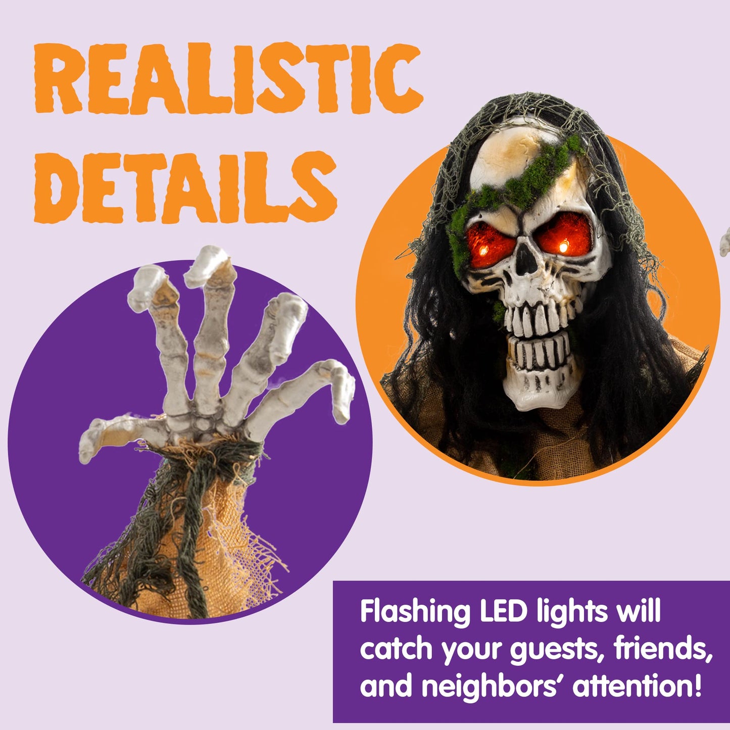 JOYIN Halloween Decoration Outdoor Animated Zombie Groundbreaker, Light-up Skeleton Zombie Groundbreaker Prop with Creepy Sound for Halloween Outside Decoration, Lawn, Yard, Patio, Haunted House Decor