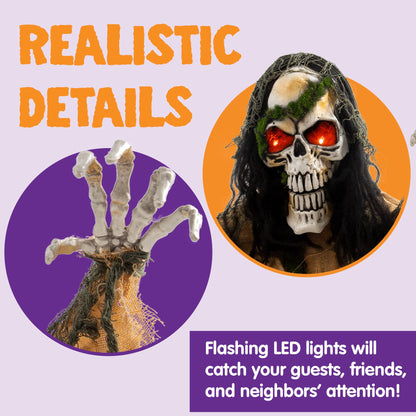 JOYIN Halloween Decoration Outdoor Animated Zombie Groundbreaker, Light-up Skeleton Zombie Groundbreaker Prop with Creepy Sound for Halloween Outside Decoration, Lawn, Yard, Patio, Haunted House Decor