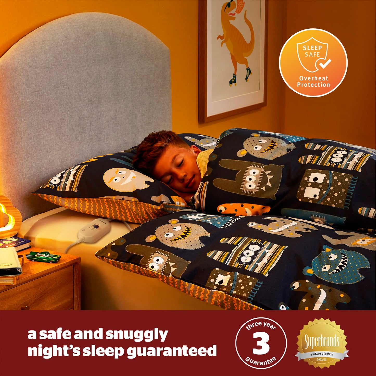 Silentnight Comfort Control Electric Blanket Double - Heated Electric Underblanket with 3 Heat Settings, Fast Heat Up, Overheat Protection and Easy Fit Straps - Machine Washable - Double 135x120cm