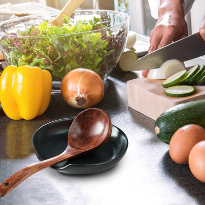 Gomakren Spoon Rest Spoon Holder For Stove Top Ceramic Black Spoon Rest For Kitchen Counter Halloween Spatula Holder Utensil Rest