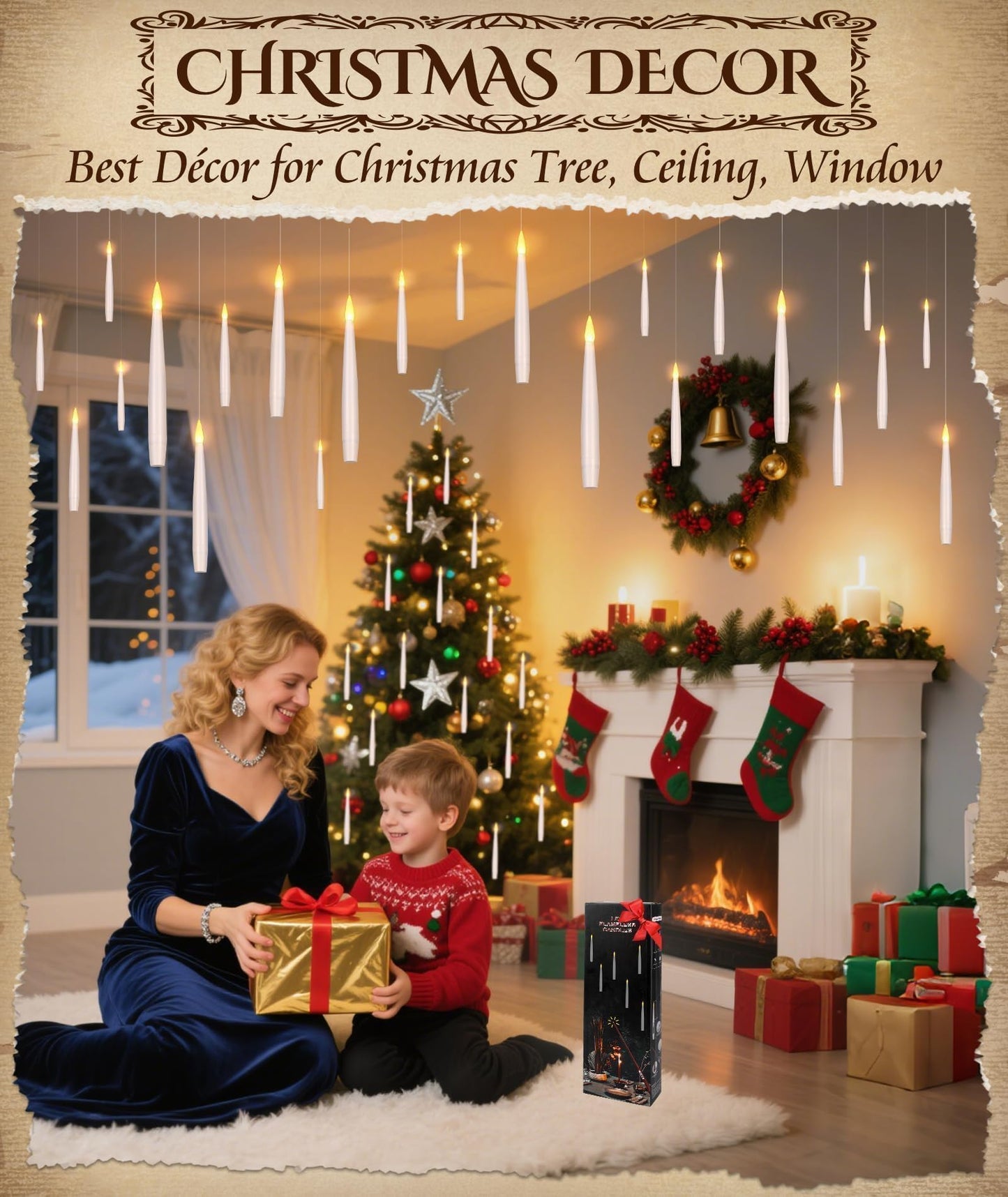 Halloween Decorations Floating Candles with Wand: 20Pcs Flameless Floating Candles with LED Warm Lights Battery Operated Magic Candle for Birthday Gifts Halloween Party Decorations Indoor Home Decor