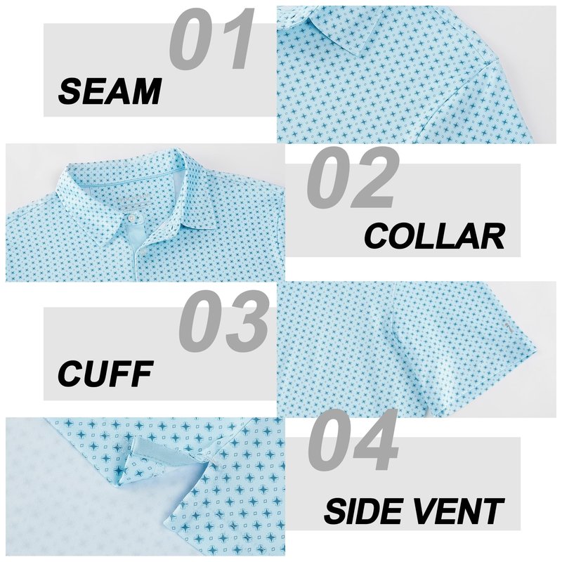 Men's Golf Shirts for Mens Polo Shirts Moisture Wicking Floral Geometric Print Collared Mens Golf Polo Shirts Short Sleeve Dry Fit Polo Shirts for Men, 3XL