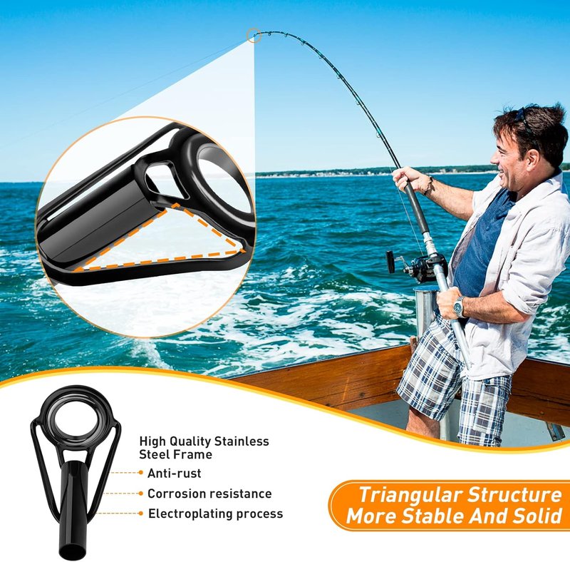 THKFISH Fishing Rod Tip Repair Kit - 42pcs with Glue, Stainless Steel & Ceramic Guide Tips | 6 Sizes Available
