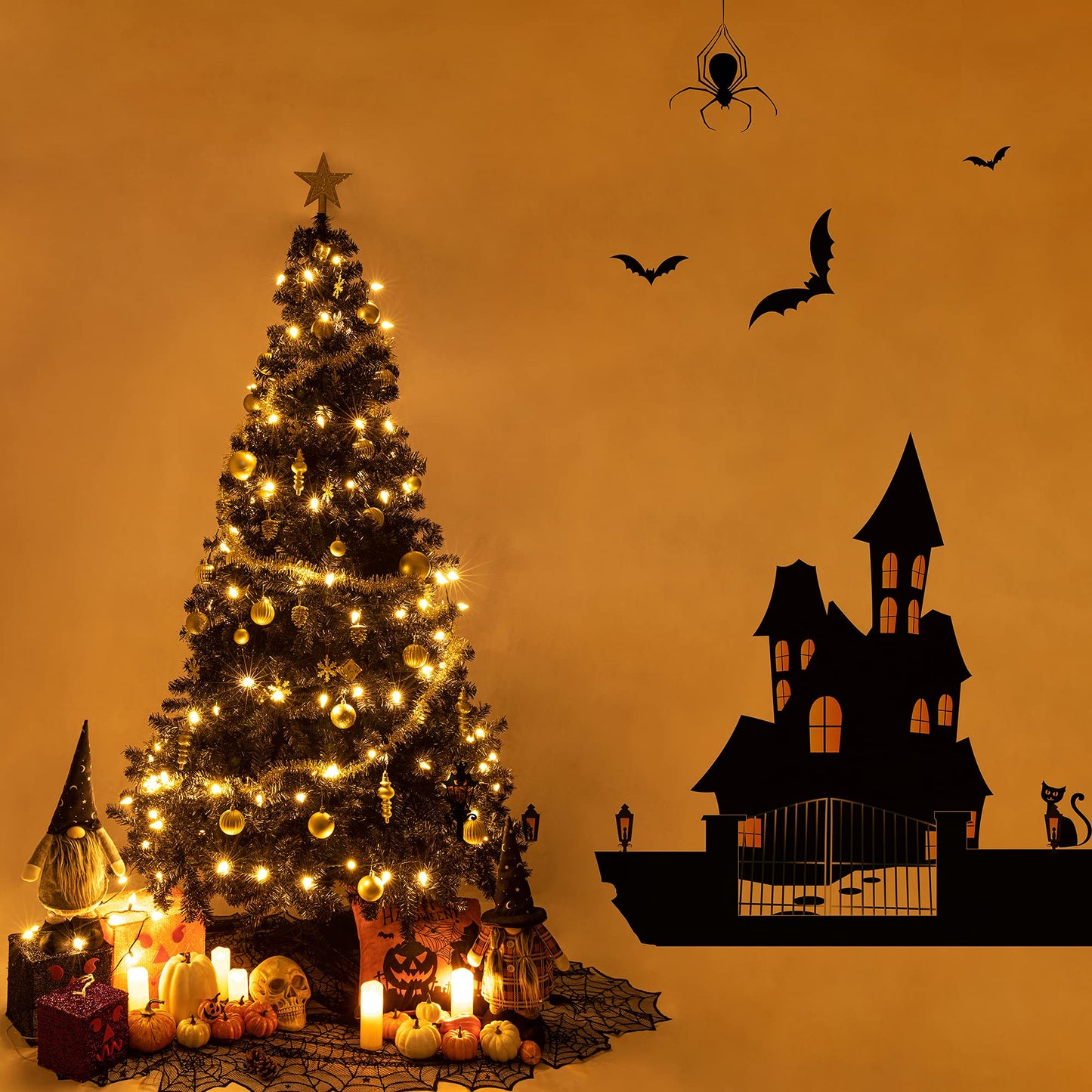Sunnyglade 6 Ft Halloween Black Premium Artificial Christmas Tree 1000 Tips Easy to Assemble with Christmas Tree Stand (6 ft)