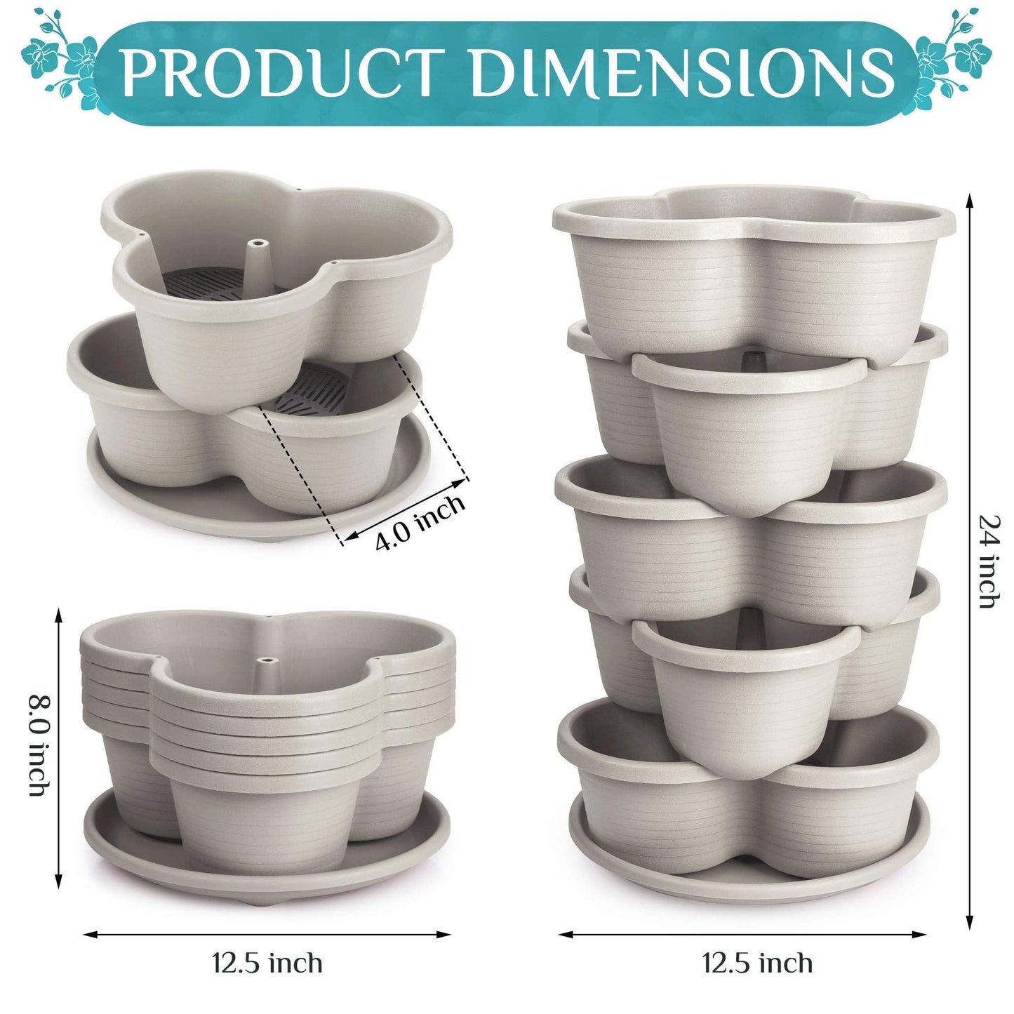 Amazing Creation Stackable Planter, Vertical Oasis Tiered Garden Planter, Grow Vegetables, Herbs, and Succulents with Ease