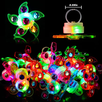 Mikulala 24 PCS LED Light Up Fidget Spinners Rings Halloween Party Favors for Kids 4-8 8-12 Goodie Treat Bag Stuffers Pinata,Birthday Gifts Goodie Bag Stuffers,Glow in The Dark Party Supplies
