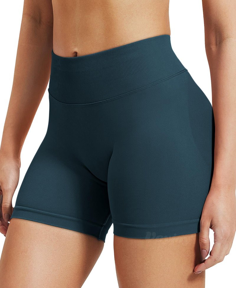 VOYJOY Women Workout Impact Shorts 2.5"/ 3.6"/ 4.5"/ 6" Scrunch Butt Lifting Gym Seamless Booty Biker Shorts Navy Green