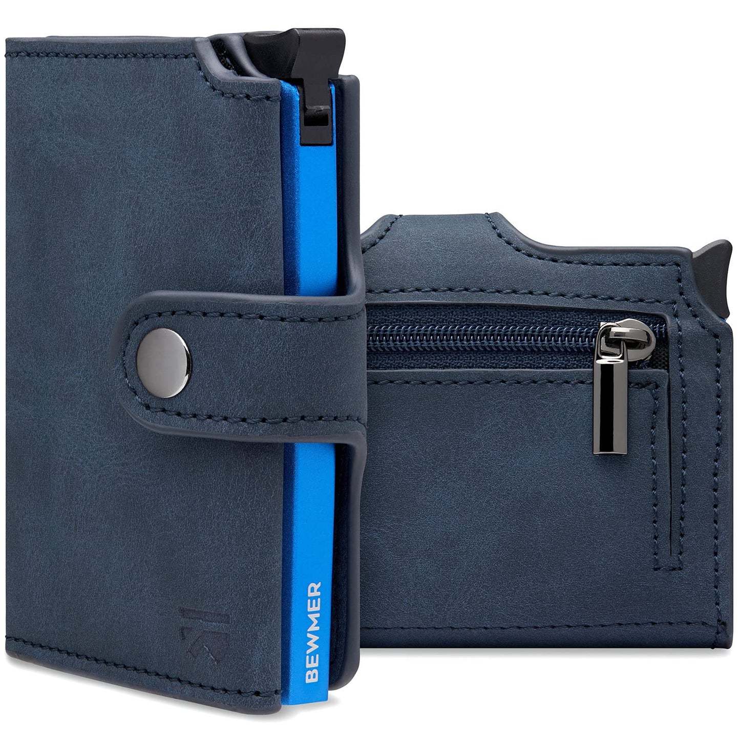 BEWMER 2 Shielded Credit Card Wallet | Anti-Cloning Protection Slim RFID Wallet for Men and Women | Card and Money Clip with Coin Holder