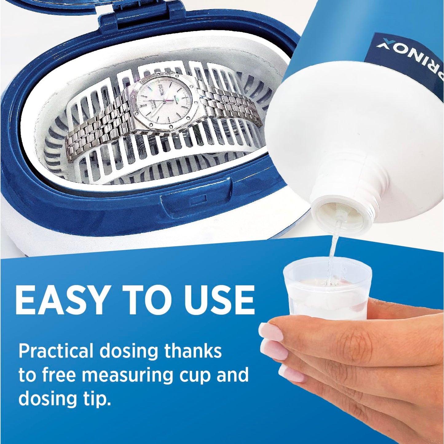 PRINOX® Ultrasonic Cleaner Concentrate 1030ml – Highly Efficient up to 700 uses – Jewellery Cleaner Solution for Jewellery, Glasses, Dentures & Small Parts – Compatible with All Ultrasonic Devices