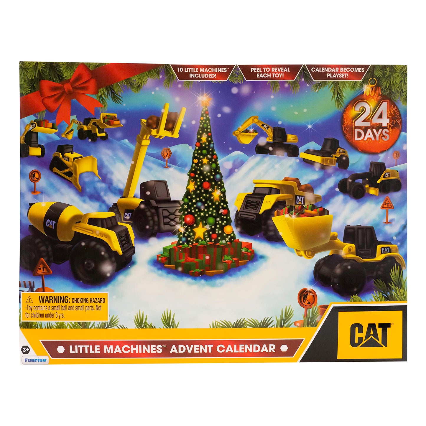 CAT Construction Toys, Little Machines Advent Calendar - Kids Toys for Ages 3 and Up - 24 Piece Set with 10 Little Machines Vehicles & Magic Insta-Dirt!