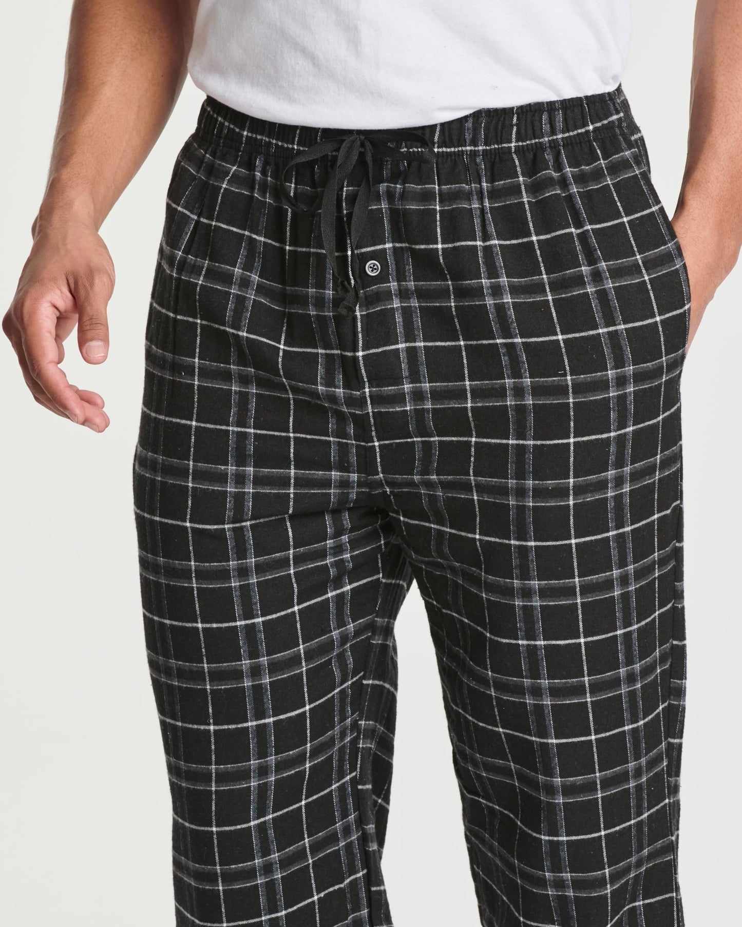 Real Essentials 3 Pack: Mens Pajama Pants Cotton Super Soft Pajamas Men Flannel Bottoms Fleece Buffalo Plaid Pj Gifts Lounge Pants Sleepwear Pijamas Hombres Essentials Woven,Set 2-L