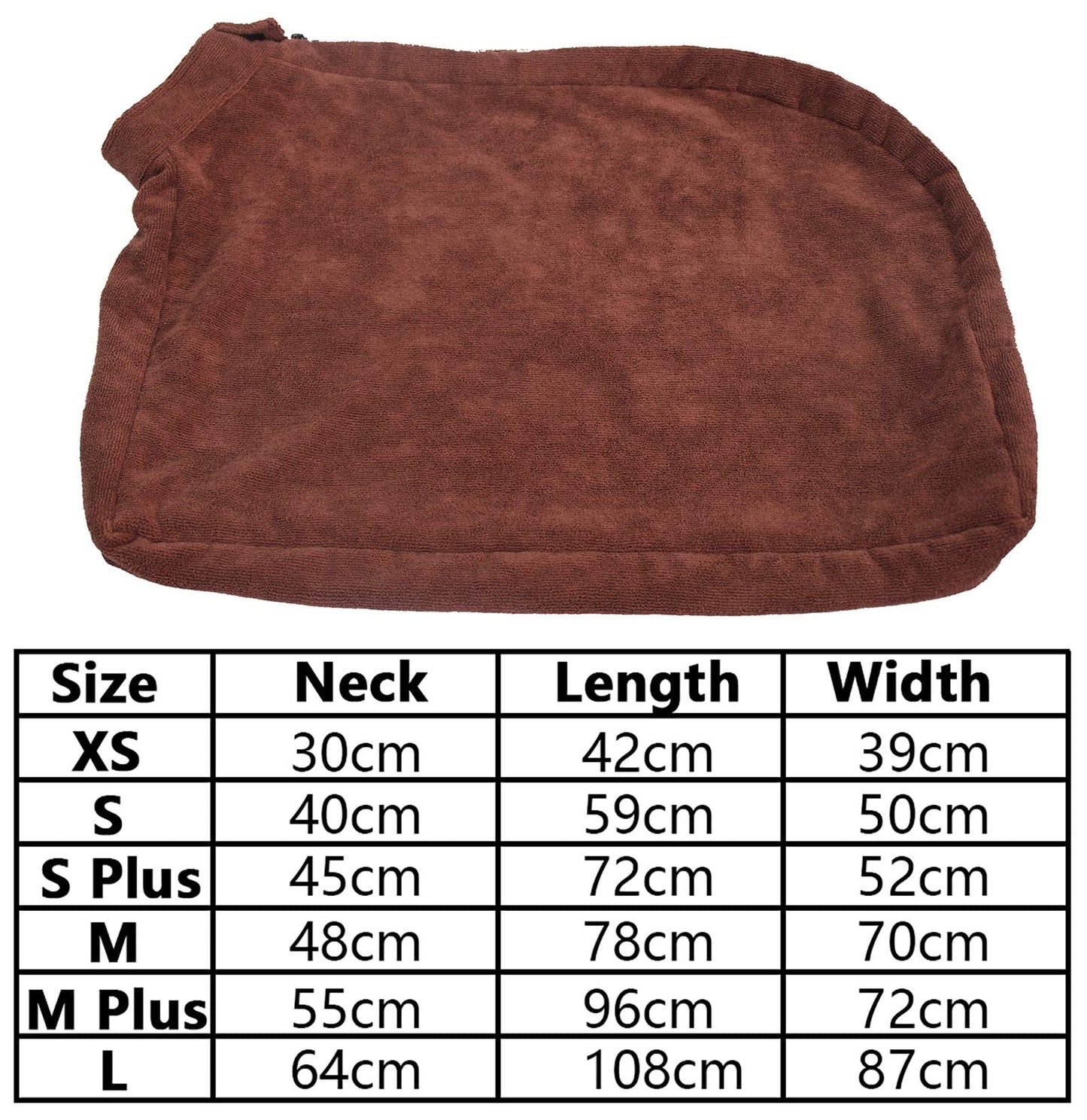 Geyecete Premium Microfiber Dog Towel with Loop Neck Strap - Large, Medium, Small Dog Drying Bag - Brown - S Plus
