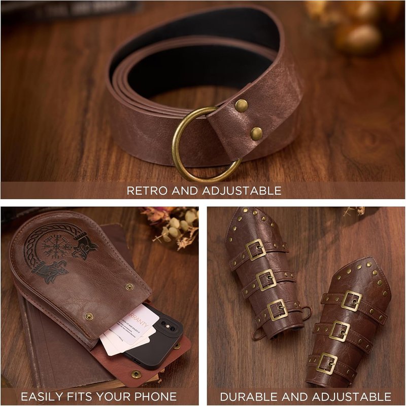 Renaissance Viking Belt Pouch - Leather Coin Purse & Medieval Phone Waist Bag for Cosplay | Halloween LARP