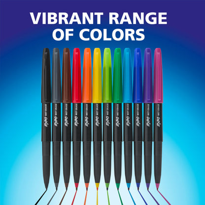 EXPO Visa Vis Wet Erase Markers Fine Point Black 12-Pack Ideal for Classroom and Homeschool Use
