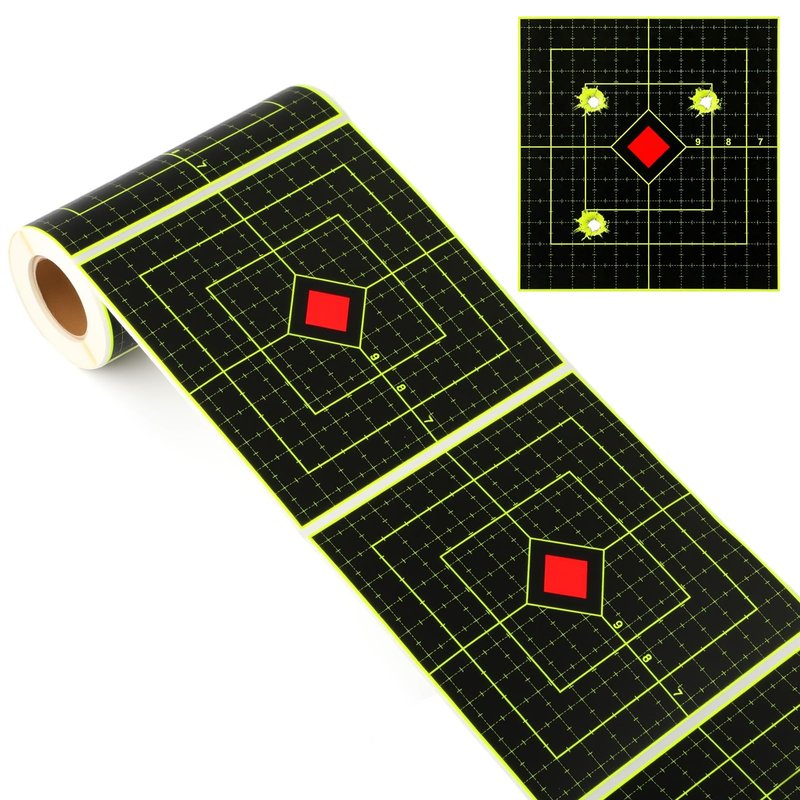 Teyva Daily 100 Pcs 6''/3'' Shooting Splatter Target Stickers Self Adhesive Reactive Splatter Targets Paper Roll for BB Gun Pellet Gun Airsoft Rifle Indoor Outdoor Shooting Range(6 Inch,Square)
