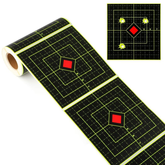 Teyva Daily 100 Pcs 6''/3'' Shooting Splatter Target Stickers Self Adhesive Reactive Splatter Targets Paper Roll for BB Gun Pellet Gun Airsoft Rifle Indoor Outdoor Shooting Range(6 Inch,Square)