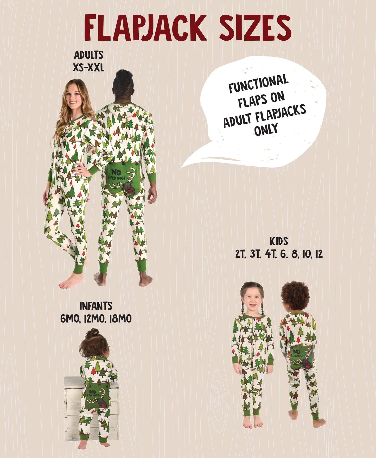Lazy One Flapjacks, Matching Christmas Pajamas for The Dog, Baby & Kids, Teens, and Adults (No Peeking!, 6 MO)